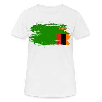 Sambia Flagge Fahne - Frauen T-Shirt atmungsaktiv - Weiß - Vorne - AI Model Female 172 dark (172cm)
