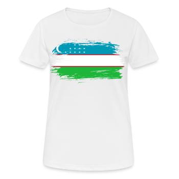 Usbekistan Flagge Fahne - Frauen T-Shirt atmungsaktiv - Weiß - Vorne - AI Model Female 172 dark (172cm)