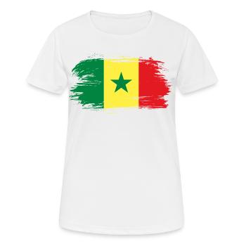 Senegal flag flag - Women's Breathable T-Shirt - white - Front - AI Model Female 172 dark (172cm)