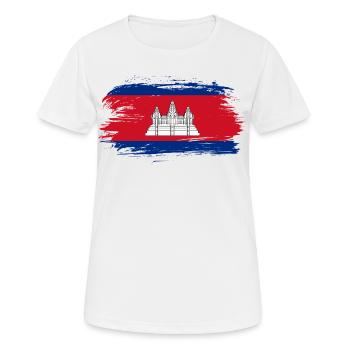 Drapeau du Cambodge drapeau - T-shirt respirant Femme - blanc - Devant - AI Model Female 172 dark (172cm)