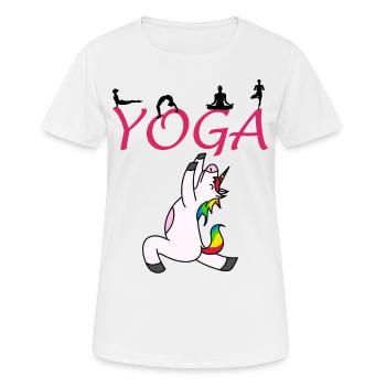 Yoga Einhorn - Frauen T-Shirt atmungsaktiv - Weiß - Vorne - AI Model Female 172 dark (172cm)