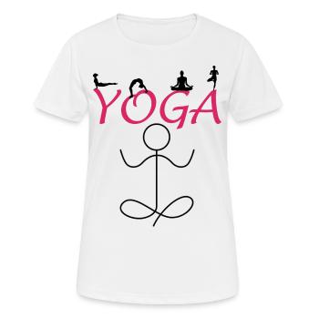 Yoga - Frauen T-Shirt atmungsaktiv - Weiß - Vorne - AI Model Female 172 dark (172cm)