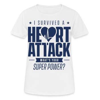 Ich habe einen Herzinfarkt überlebt Herzattacke - Frauen T-Shirt atmungsaktiv - Weiß - Vorne - AI Model Female 172 dark (172cm)