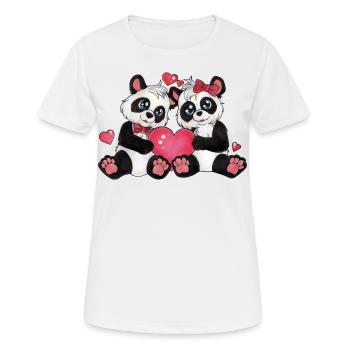 Süßes Panda Paar mit Herz Valentinstag Geschenk - Frauen T-Shirt atmungsaktiv - Weiß - Vorne - AI Model Female 172 dark (172cm)