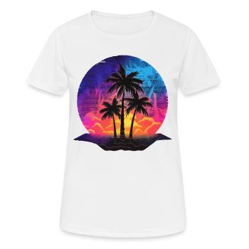 Plage d’été Palmiers de mer Vacances Néon Couleurs Colorées - T-shirt respirant Femme - blanc - Devant - AI Model Female 172 dark (172cm)