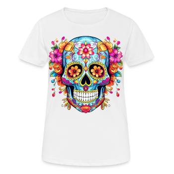 Mexican skull, flowers, skull, floral - Women's Breathable T-Shirt - white - Front - AI Model Female 172 dark (172cm)