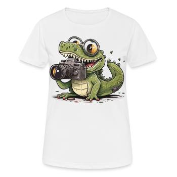 Schnappschuss Glückliches Reptil - Frauen T-Shirt atmungsaktiv - Weiß - Vorne - AI Model Female 172 dark (172cm)
