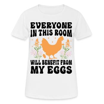 Profitez de mes oeufs - Oeuf petit-déjeuner - T-shirt respirant Femme - blanc - Devant - AI Model Female 172 dark (172cm)