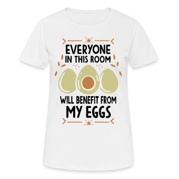 Profitez de mes oeufs - Oeuf petit-déjeuner - T-shirt respirant Femme - blanc - Devant - AI Model Female 172 dark (172cm)