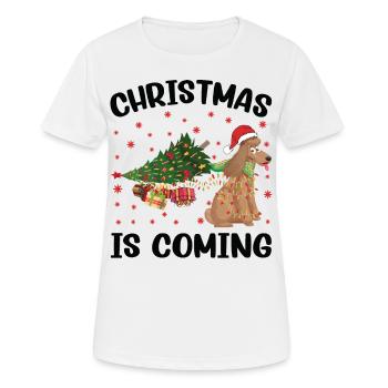 Noël arrive version chien - T-shirt respirant Femme - blanc - Devant - AI Model Female 172 dark (172cm)