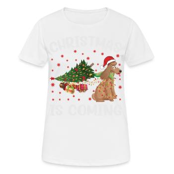 Noël arrive version chien - T-shirt respirant Femme - blanc - Devant - AI Model Female 172 dark (172cm)