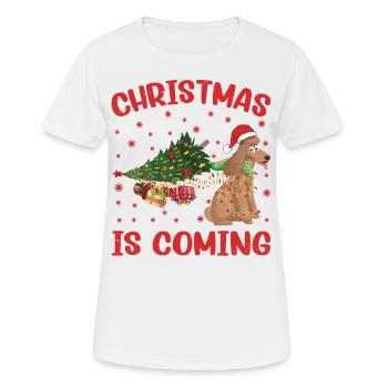 Noël arrive version chien - T-shirt respirant Femme - blanc - Devant - AI Model Female 172 dark (172cm)