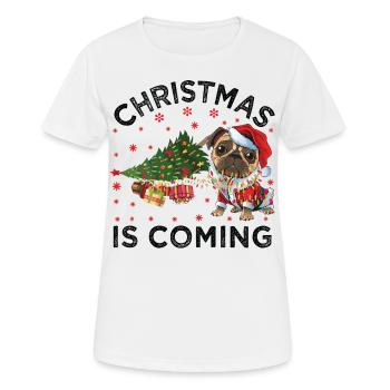 Noël arrive version chien - T-shirt respirant Femme - blanc - Devant - AI Model Female 172 dark (172cm)