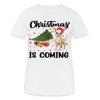 Noël arrive version chien - T-shirt respirant Femme - blanc - Devant - AI Model Female 172 dark (172cm)