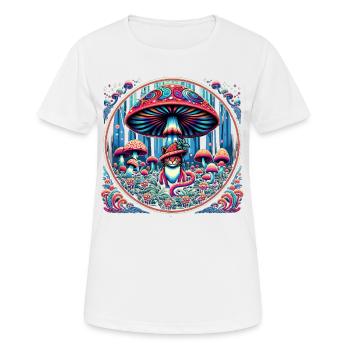 Chat psychédélique aux champignons magiques - T-shirt respirant Femme - blanc - Devant - AI Model Female 172 dark (172cm)