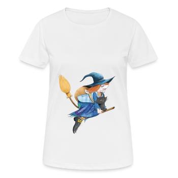 j'ai vol de balai de sorcière - T-shirt respirant Femme - blanc - Devant - AI Model Female 172 dark (172cm)