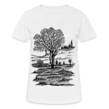Encre de dessin de nature paysage - T-shirt respirant Femme - blanc - Devant - AI Model Female 172 dark (172cm)