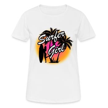Fille surfeur plage plage été soleil été - T-shirt respirant Femme - blanc - Devant - AI Model Female 172 dark (172cm)