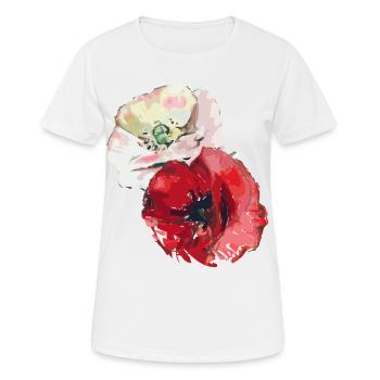 Mohnblumen - Frauen T-Shirt atmungsaktiv - Weiß - Vorne - AI Model Female 172 dark (172cm)