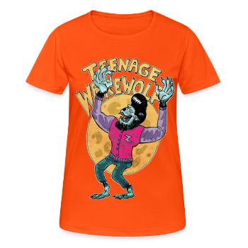 teenage werewolf - Women's Breathable T-Shirt - neon orange - Front - AI Model Female 172 dark (172cm)