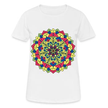 Mandala Flower Power - Frauen T-Shirt atmungsaktiv - Weiß - Vorne - AI Model Female 172 dark (172cm)