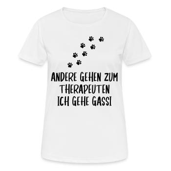 andere gehen zum therapeuten ich gehe gassi - Frauen T-Shirt atmungsaktiv - Weiß - Vorne - AI Model Female 172 dark (172cm)