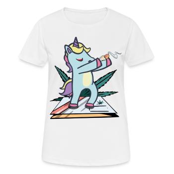 Einhorn cannabis raucher rauchen - Frauen T-Shirt atmungsaktiv - Weiß - Vorne - AI Model Female 172 dark (172cm)
