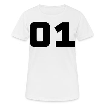 01 - Team - Teamsport - Crew - Frauen T-Shirt atmungsaktiv - Weiß - Vorne - AI Model Female 172 dark (172cm)