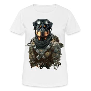 Rottweiler as a soldier - Women's Breathable T-Shirt - white - Front - AI Model Female 172 dark (172cm)