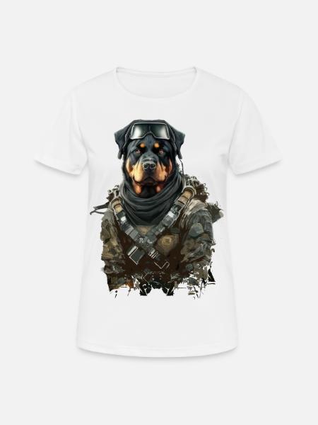 Rottweiler als Soldat - Frauen T-Shirt atmungsaktiv - Weiß