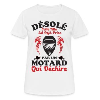 Amoureuse d un motard qui déchire 4 - T-shirt respirant Femme - blanc - Devant - AI Model Female 172 dark (172cm)