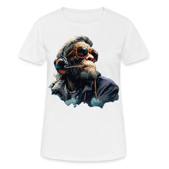 Gamer Chimp mit Headset - Frauen T-Shirt atmungsaktiv - Weiß - Vorne - AI Model Female 172 dark (172cm)
