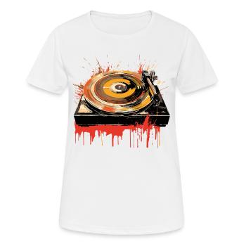 Disque Vinyle LP Platine Rétro - T-shirt respirant Femme - blanc - Devant - AI Model Female 172 dark (172cm)
