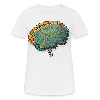 Synaptische Schaltkreise: Eine stilisierte Verschmelzung des Menschlichen - Frauen T-Shirt atmungsaktiv - Weiß - Vorne - AI Model Female 172 dark (172cm)