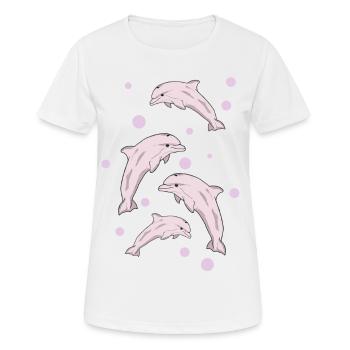 Quatre dauphins, mer - T-shirt respirant Femme - blanc - Devant - AI Model Female 172 dark (172cm)