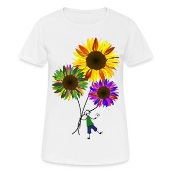 Sonnenblume Strichmännchen Blumen Garten - Frauen T-Shirt atmungsaktiv - Weiß - Vorne - AI Model Female 172 dark (172cm)