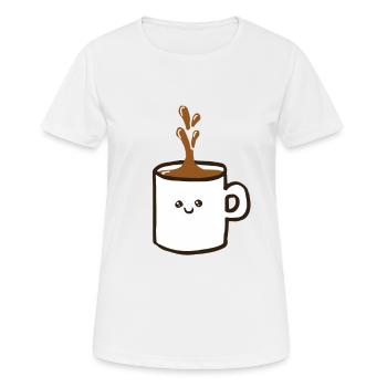 Tasse - cacao - T-shirt respirant Femme - blanc - Devant - AI Model Female 172 dark (172cm)