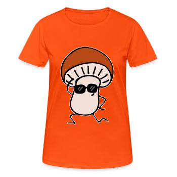 Pilz - Frauen T-Shirt atmungsaktiv - Neonorange - Vorne - AI Model Female 172 dark (172cm)