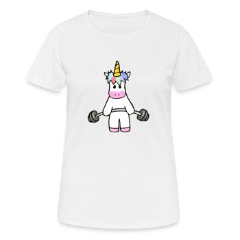 Unicorn with a dumbbell - Women's Breathable T-Shirt - white - Front - AI Model Female 172 dark (172cm)