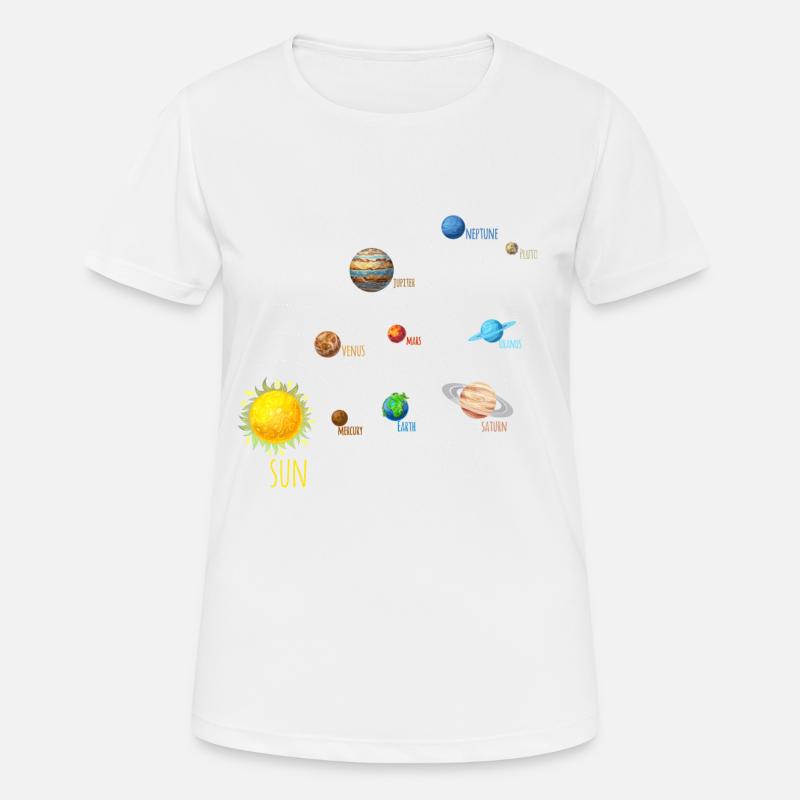 Solar System Planets and Sun on Enlgisch - Women's Breathable T-Shirt - white