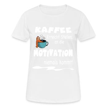 Lustiger Kaffee Faultier Spruch für die Arbeit - Frauen T-Shirt atmungsaktiv - Weiß - Vorne - AI Model Female 172 dark (172cm)