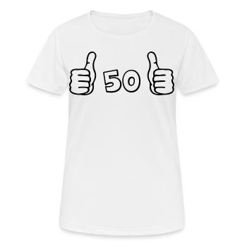 50 Jahre Gratulieren Geburtstagsgruß - Frauen T-Shirt atmungsaktiv - Weiß - Vorne - AI Model Female 172 dark (172cm)
