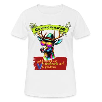 Klar komm ich in die Hölle - Frauen T-Shirt atmungsaktiv - Weiß - Vorne - AI Model Female 172 dark (172cm)