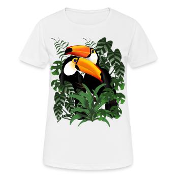 Tukan Paar im Blätterwald - Frauen T-Shirt atmungsaktiv - Weiß - Vorne - AI Model Female 172 dark (172cm)
