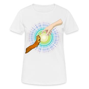 Hundepfote Menschenhand - Frauen T-Shirt atmungsaktiv - Weiß - Vorne - AI Model Female 172 dark (172cm)