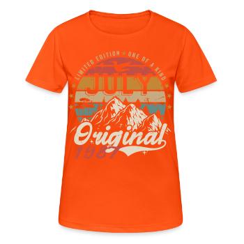 Juillet 1987 | Original Anniversaire Juillet 1987 - T-shirt respirant Femme - orange néon - Devant - AI Model Female 172 dark (172cm)