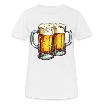 Chopes à bière Chopes à bière Verres à bière Bière Boire de l’alcool - T-shirt respirant Femme - blanc - Devant - AI Model Female 172 dark (172cm)