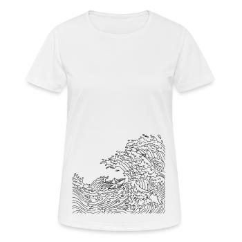 Le petit bateau en papier sur la mer - T-shirt respirant Femme - blanc - Devant - AI Model Female 172 dark (172cm)
