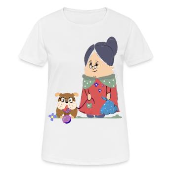 Funny granny with dog - Women's Breathable T-Shirt - white - Front - AI Model Female 172 dark (172cm)