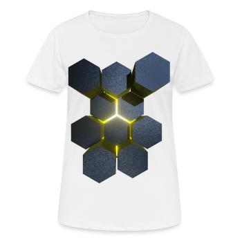 Hexagone Effet 3D Géométrie sacrée - T-shirt respirant Femme - blanc - Devant - AI Model Female 172 dark (172cm)